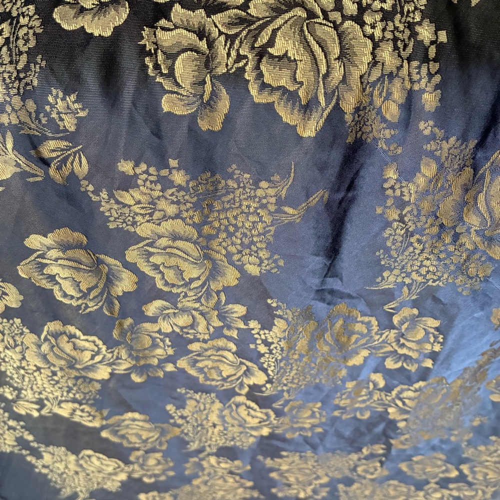 Art Nouveau Silky Iridescent Floral Slip Dress With Lace Trim Size Medium - Picture 7 of 8